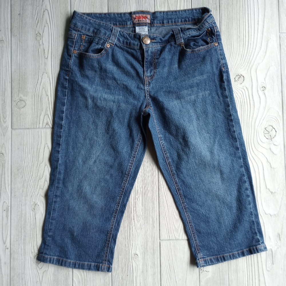 NOBO No Boundaries Juniors Size 9 Pockets Cropped High Rise Denim Blue Jeans